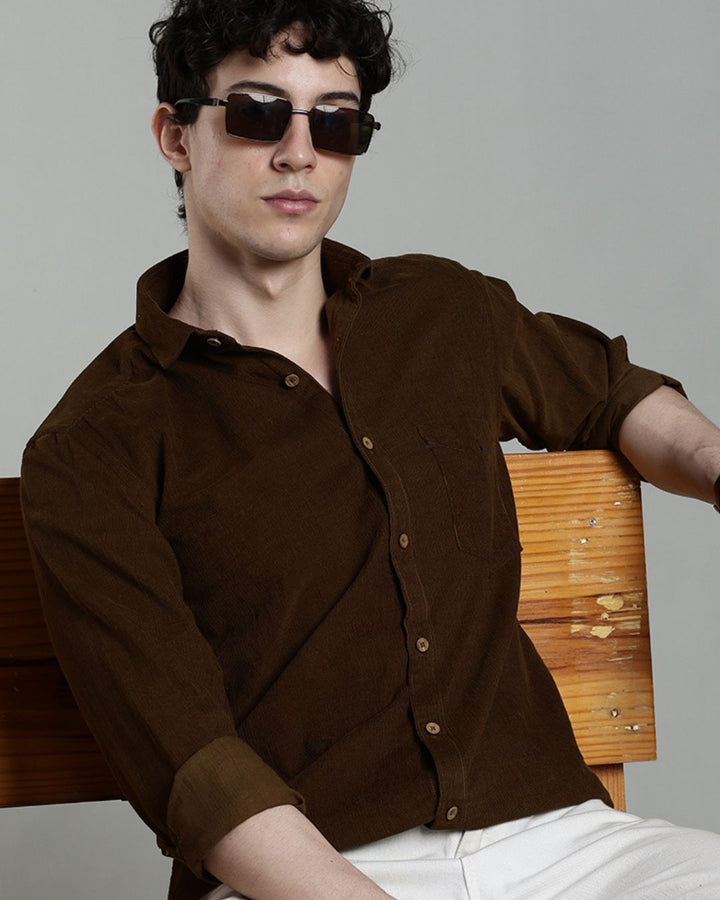 Lite Brown - Full-Corduroy Shirt