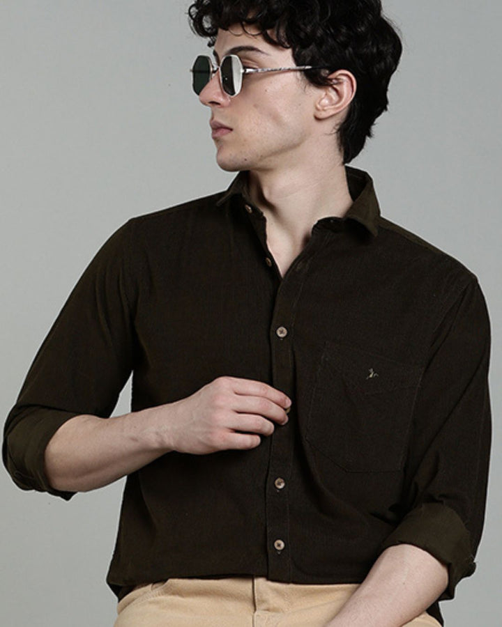 Olive Green - Full-Corduroy Shirt