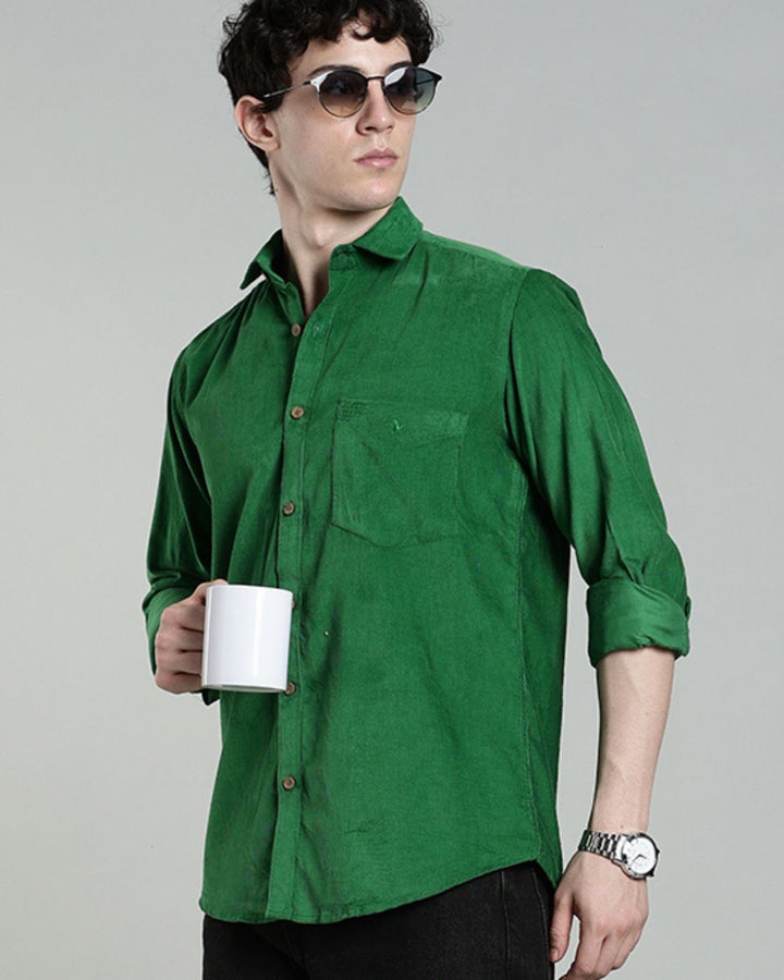 Parrot Green  -Full-Corduroy Shirt
