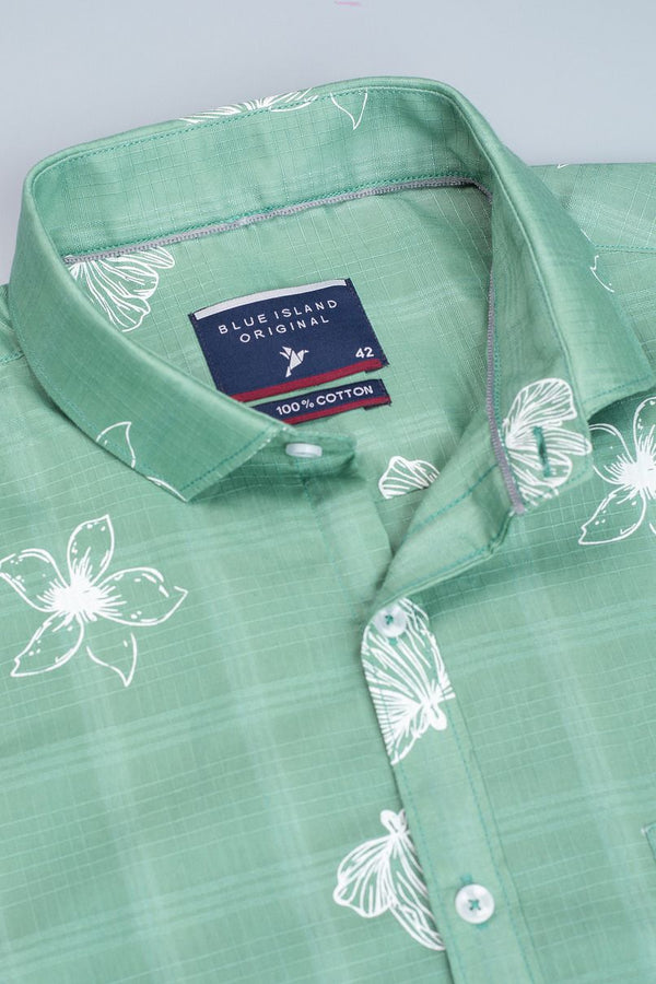 Green Blossom Print-Full-Stain Proof