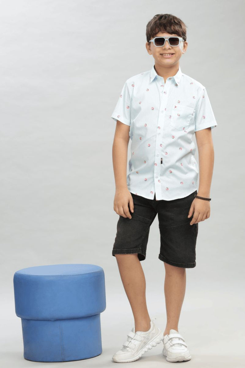 KIDS - Blue Berry Print - Half-Stain Proof Shirt