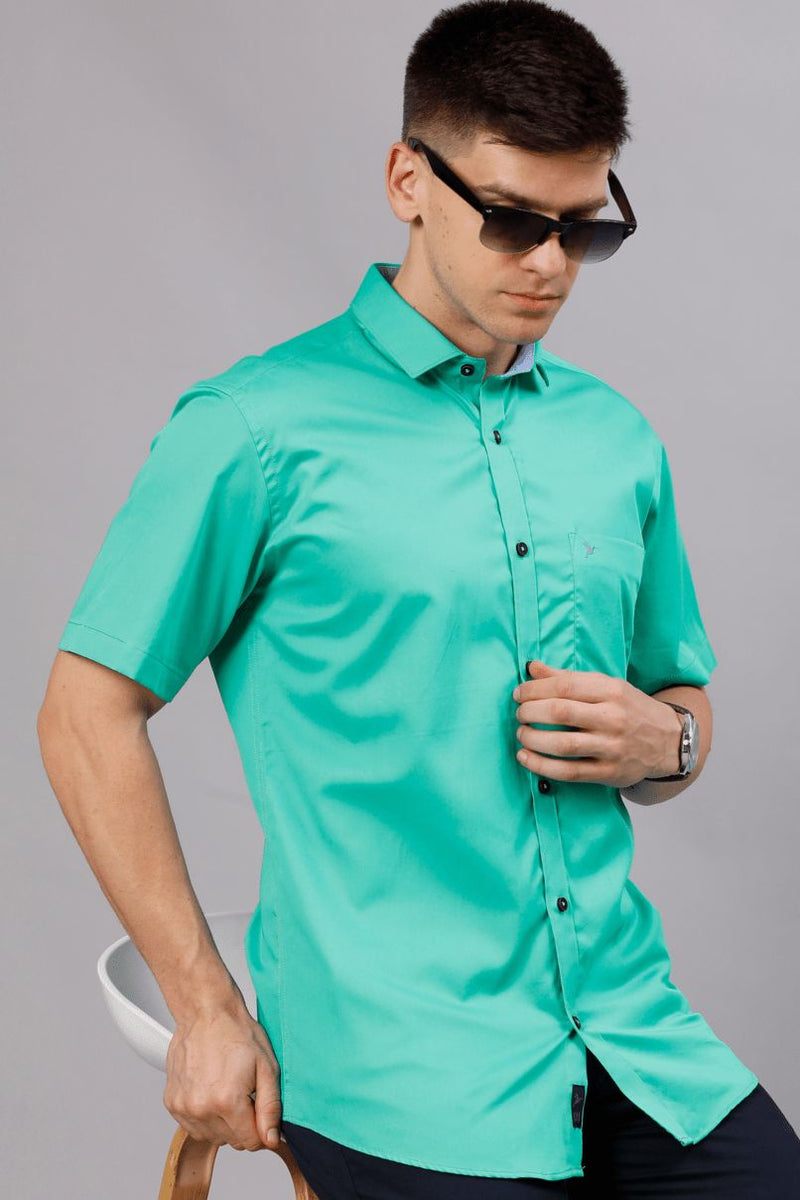 Turquoise Green Solid - Half Sleeve - Stain Proof