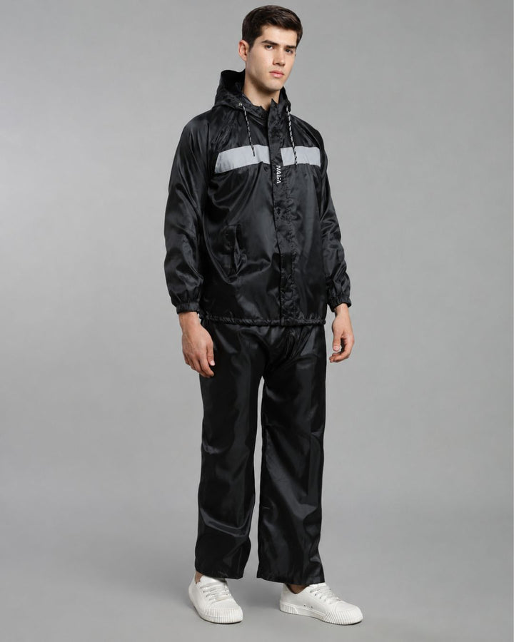 NASA Black with Grey - Rain Jacket with Pant