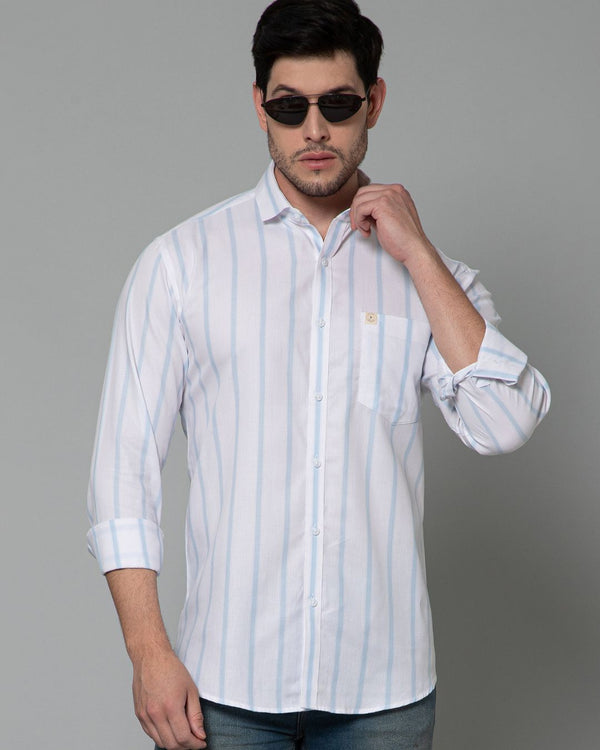 Blue & White Grid Line Stripes - Full-Stain Proof