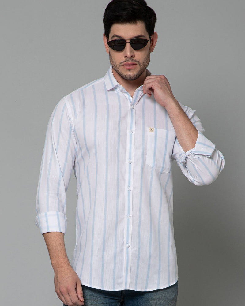 Blue & White Grid Line Stripes - Full-Stain Proof