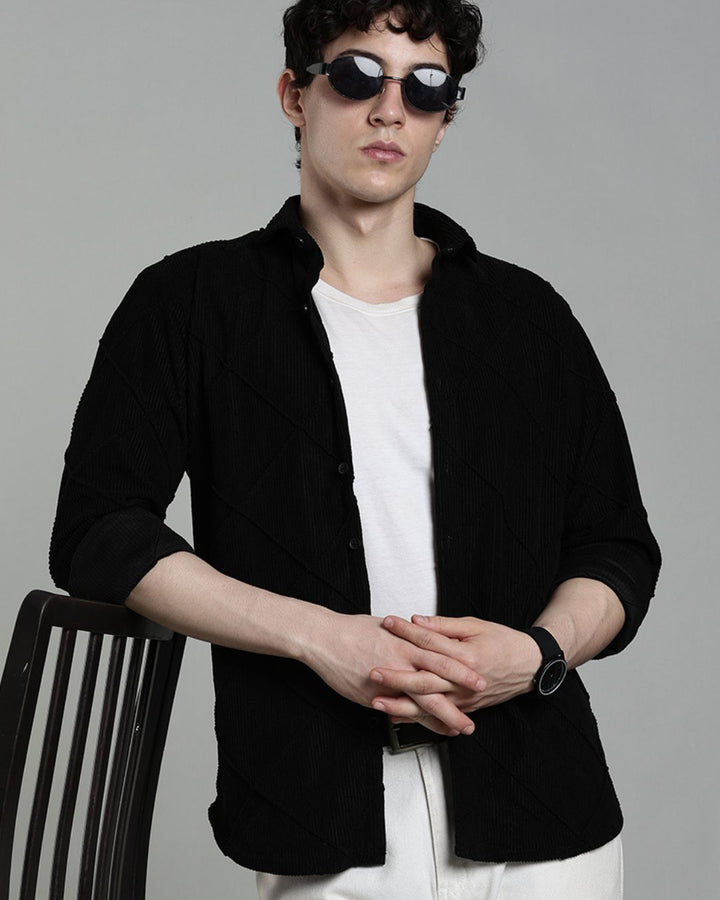 Black Thread Checks - Full-Corduroy Shirt