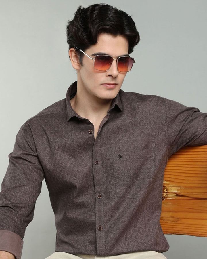 Taupe Brown Floral Print -Full-Stain Proof