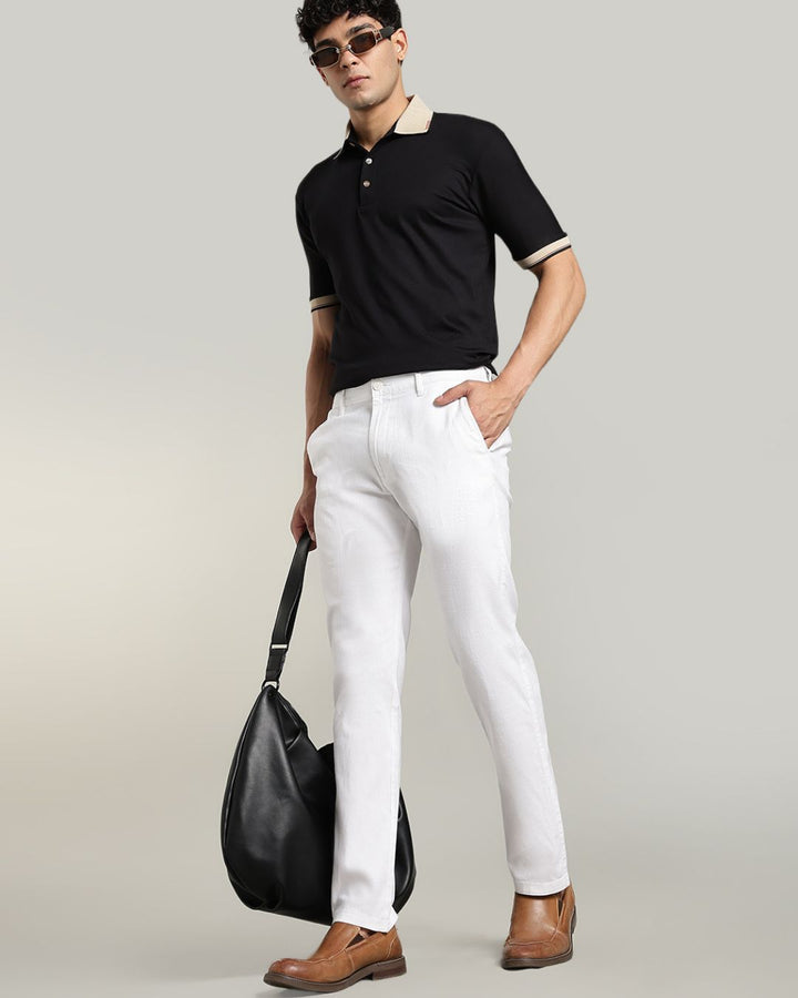 White - 2 way stretch - COTTON LINEN PANT