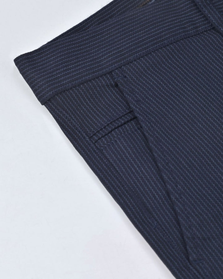 Navy Seismic Wave Printed - 2 way stretch - COTTON PANT
