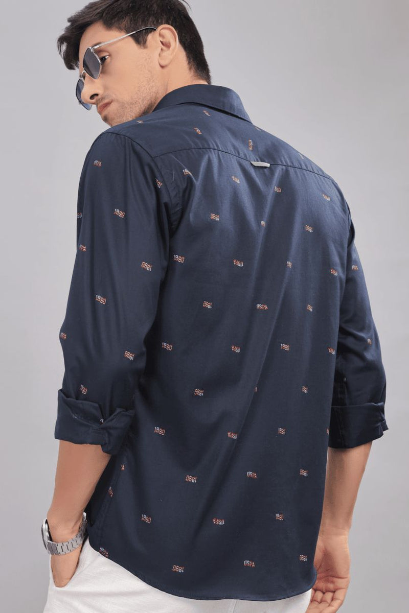 Navy Polo Print -Full-Stain Proof