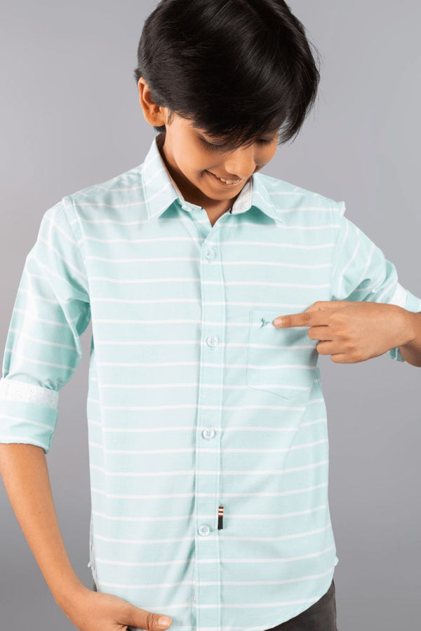 KIDS - Sky Blue Stripes Shirt-Stain Proof Shirt