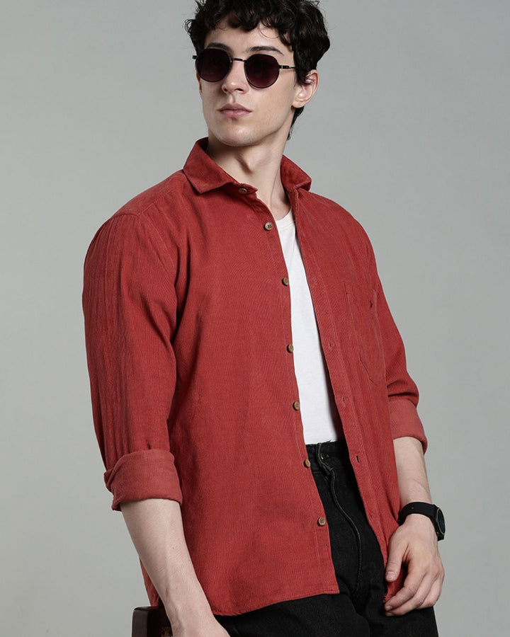 Brick Brown -Full-Corduroy Shirt