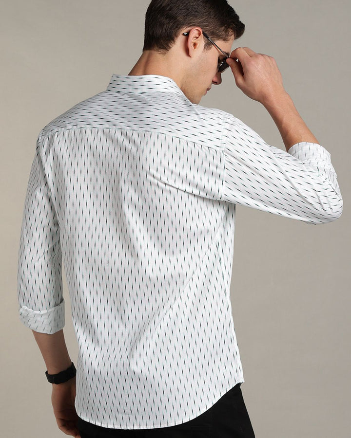 White & Green Print -Full-Stain Proof