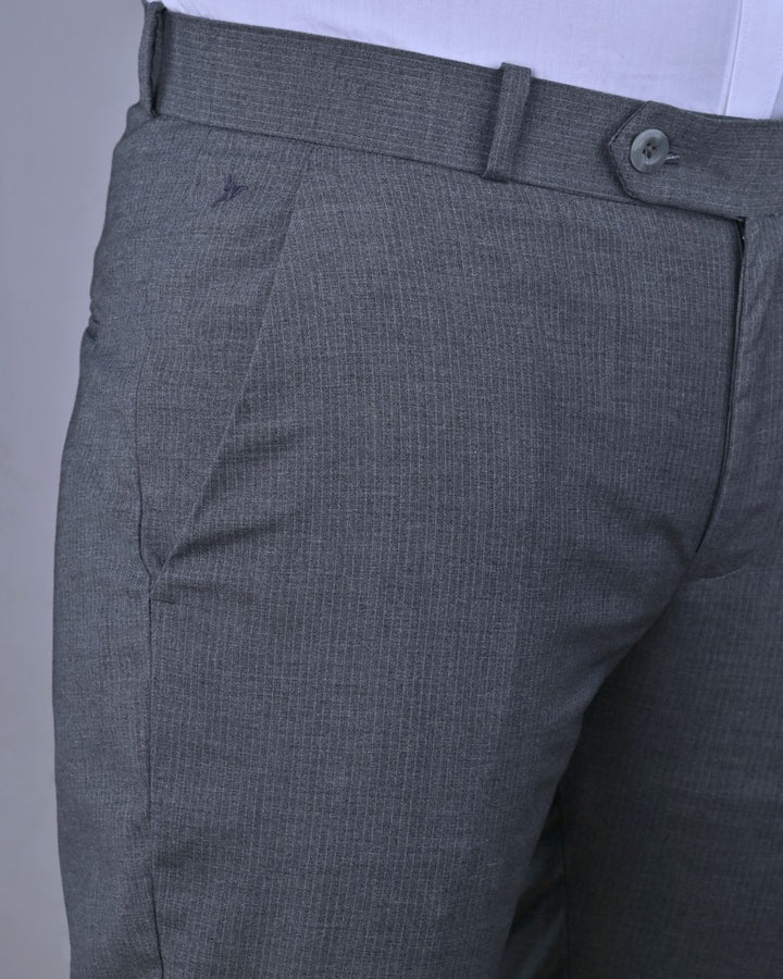Silver Grey Mini Stripes - Wrinkle free Formal Pant
