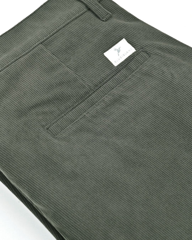 Olive Green Fine Stripe - Corduroy Pant