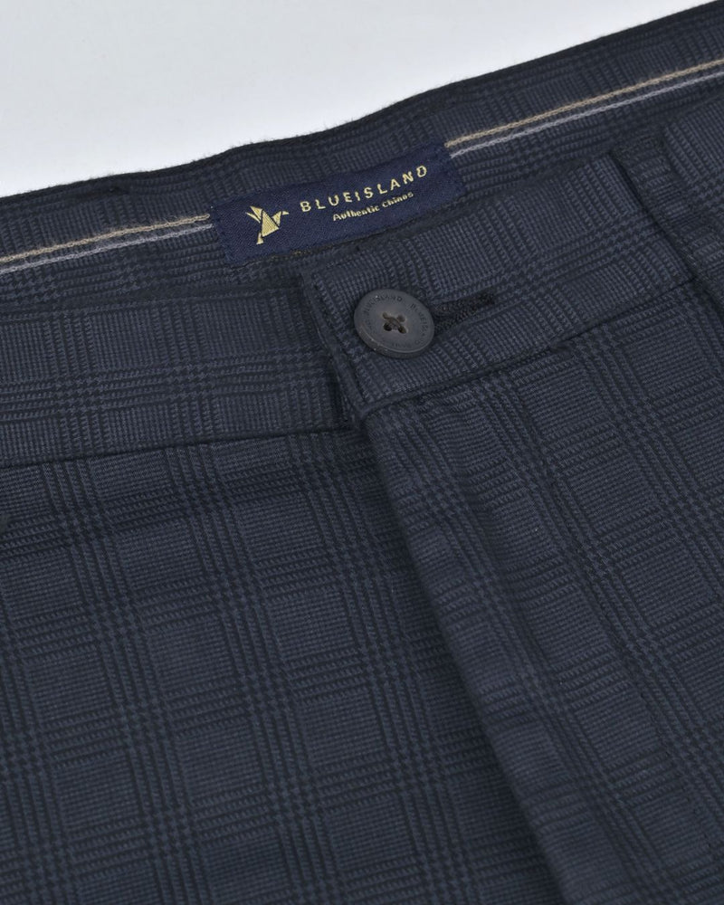 Black Multi Line Checks - 2 way stretch - COTTON PANT