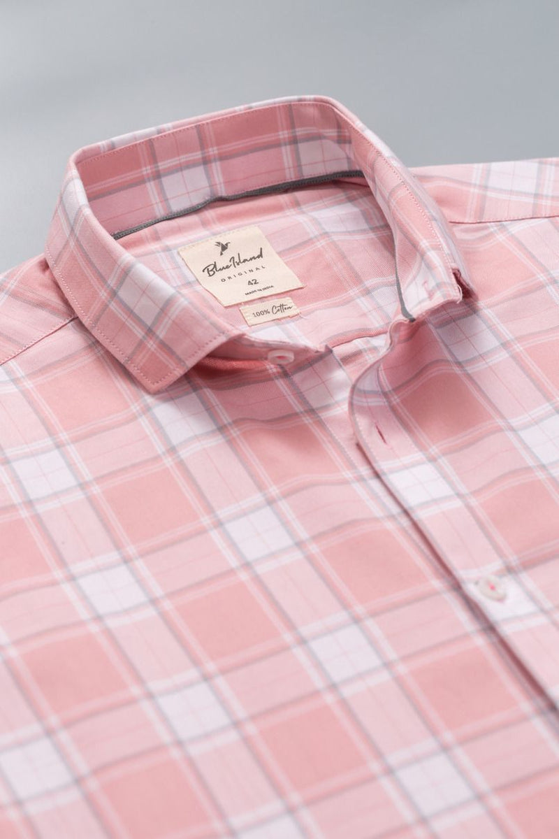Pink and White Checks - Half Sleeve - Stain Proof