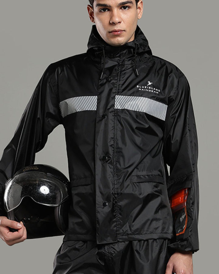 Black Reflector - Rain Jacket with Pant and Mobile Pouch