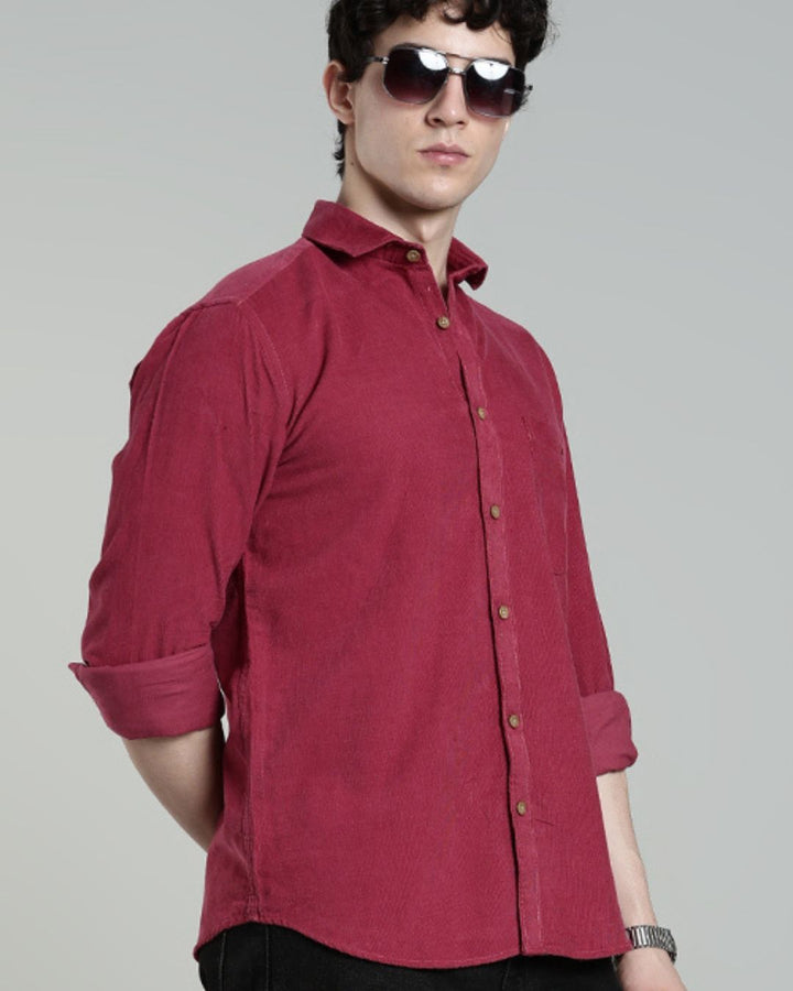 Dark Pink - Full-Corduroy Shirt