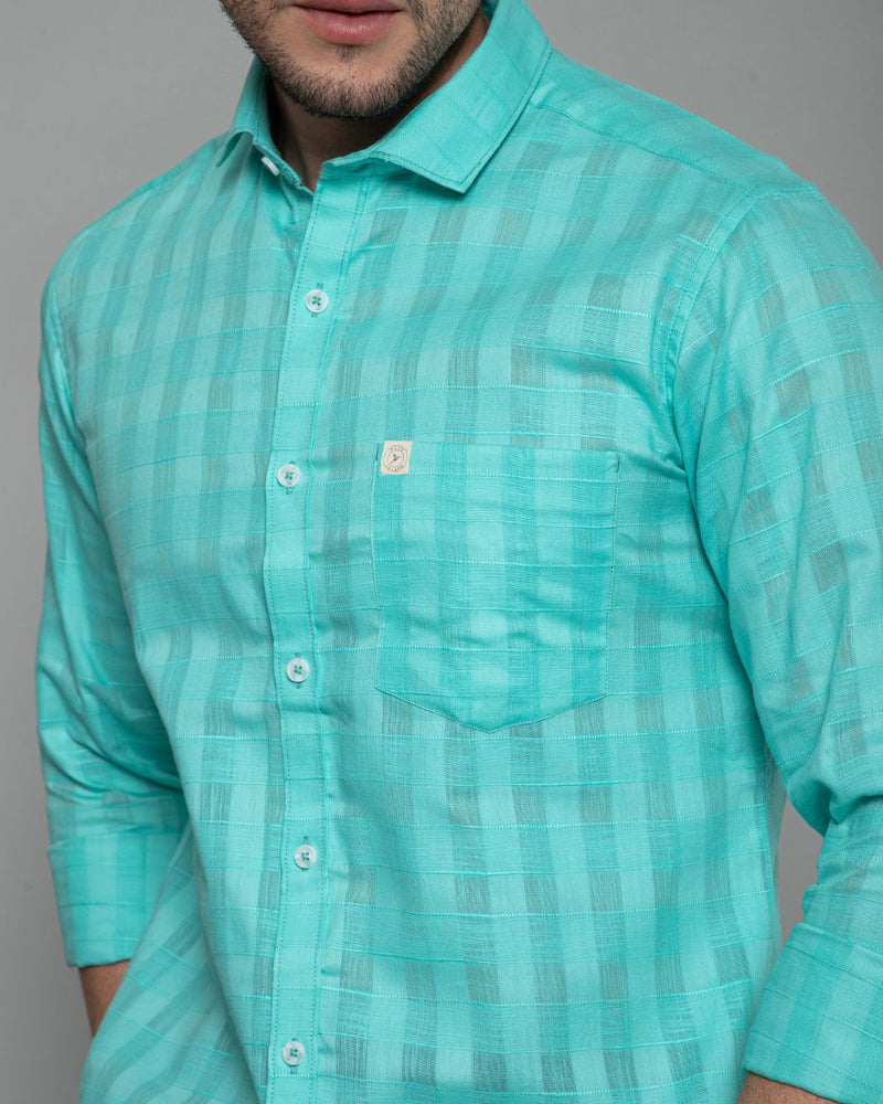 Turquoise Green Self Checks - Full-Stain Proof