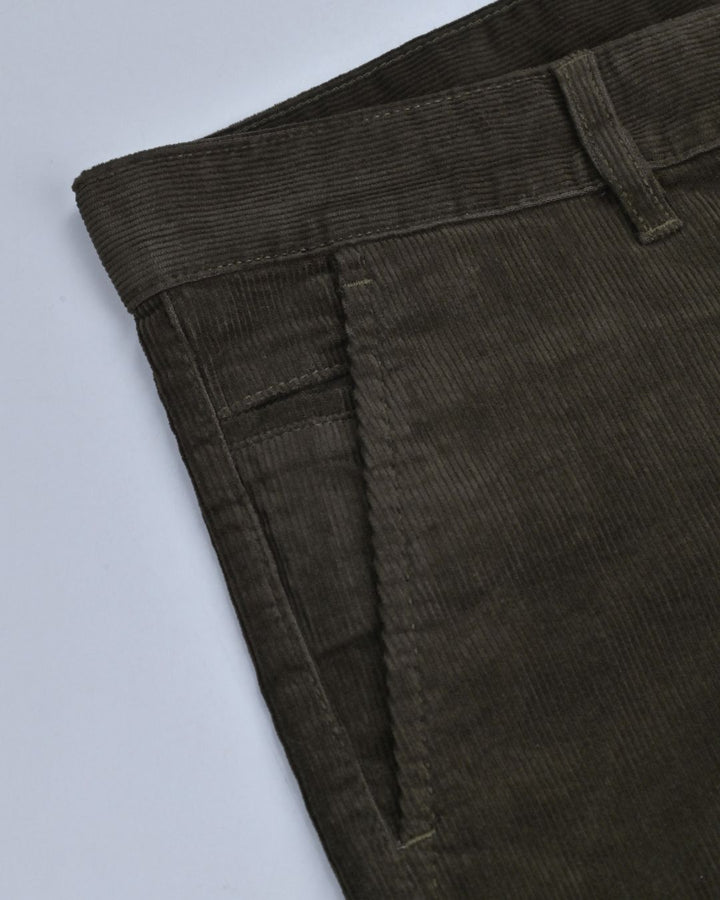 Coffee Brown  Fine Stripe - Corduroy Pant