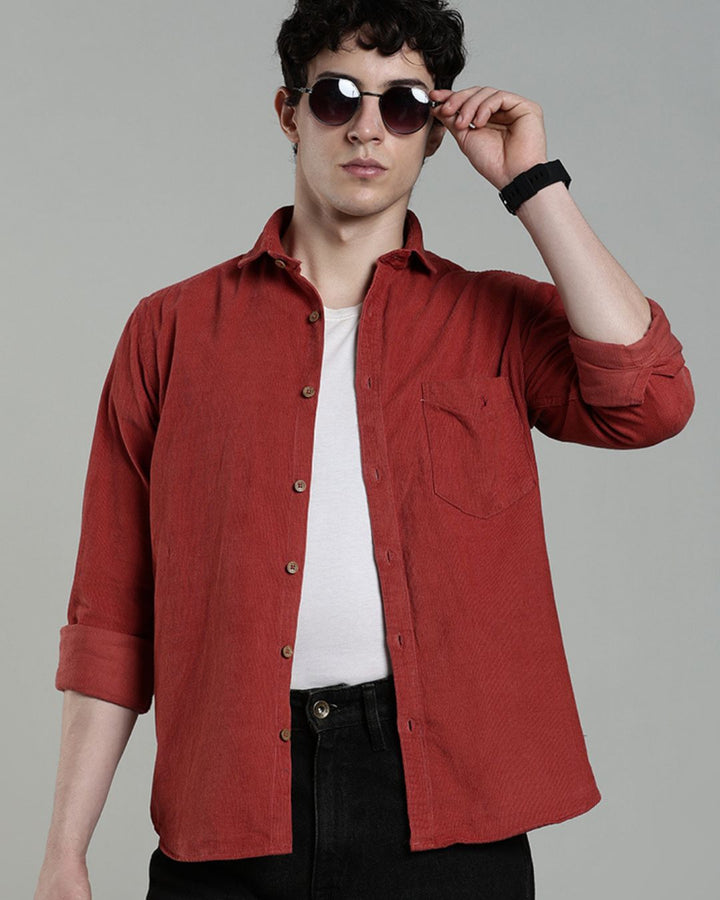 Brick Brown -Full-Corduroy Shirt