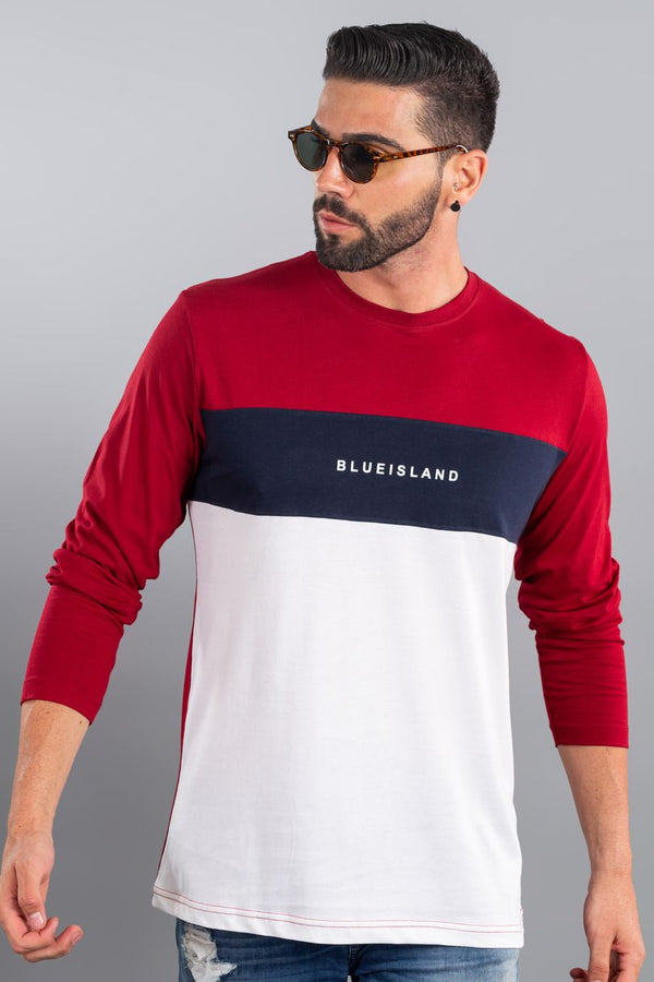 Red and White - Full Sleeve TShirt - Stain Proof