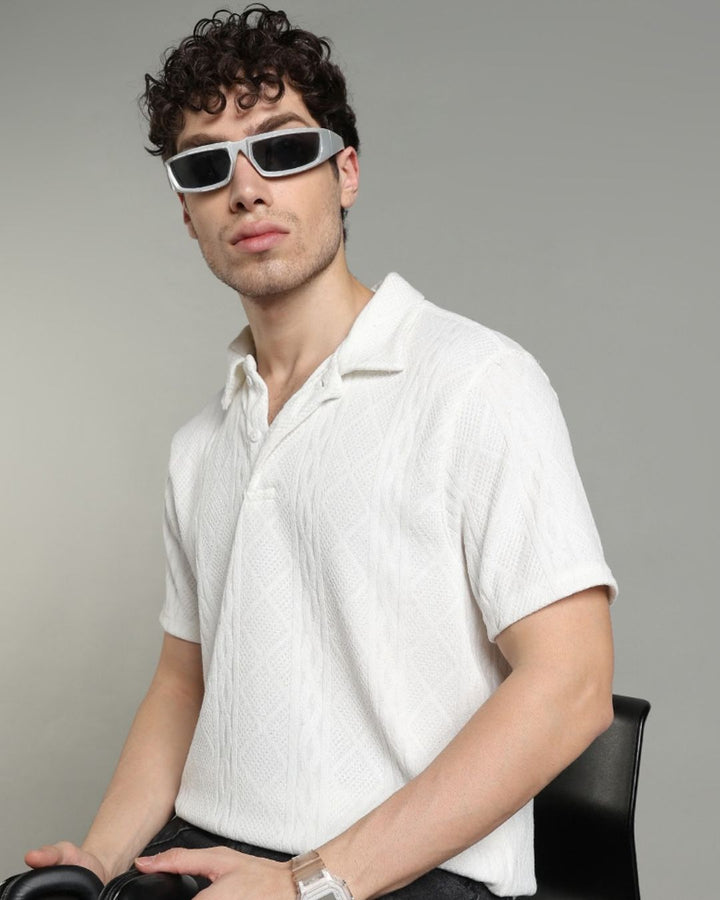 White Infinity Textured - Polo Tshirt