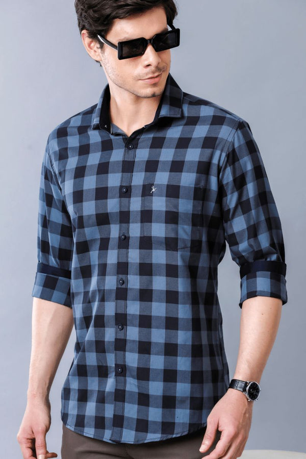 Metal Blue and Black Checks - Full-Stain Proof
