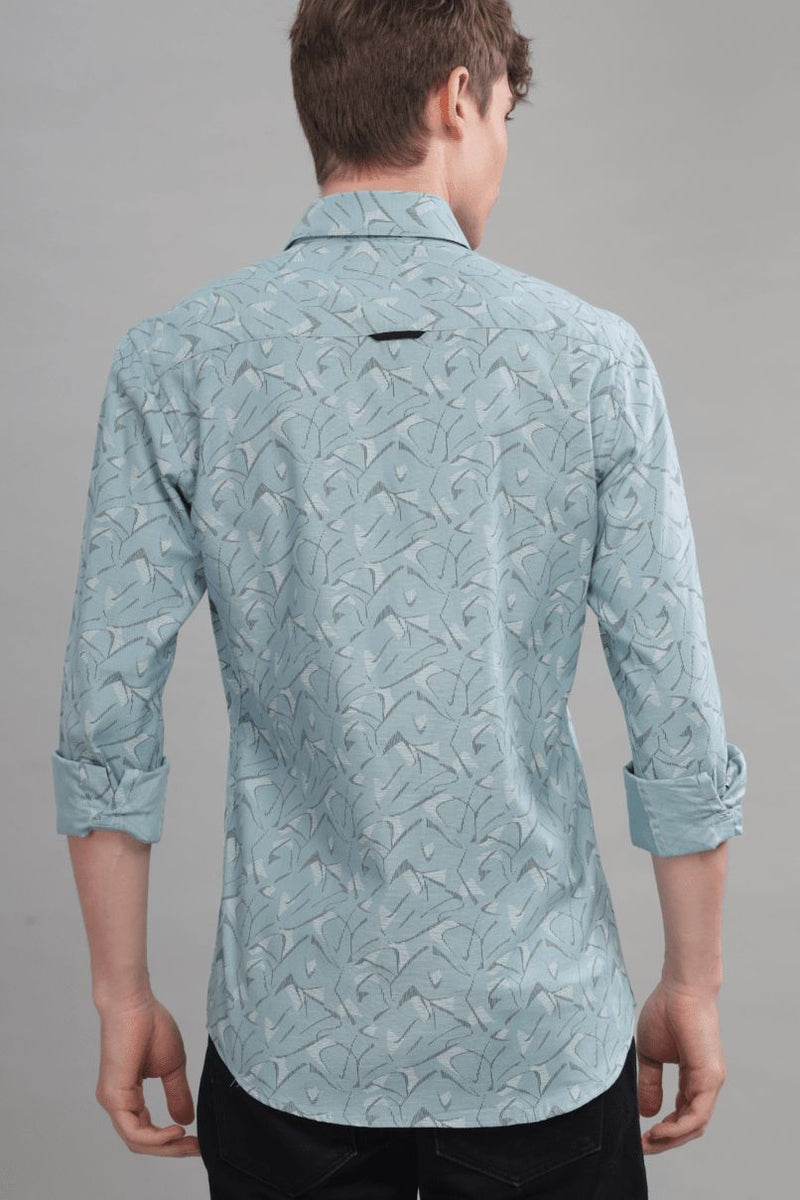 Bluish Grey Artistic Print -Full-Stain Proof