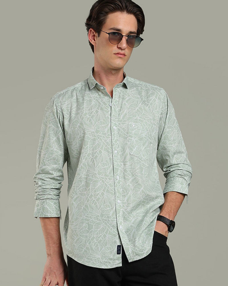 Green Leafy Print-Full-Stain Proof
