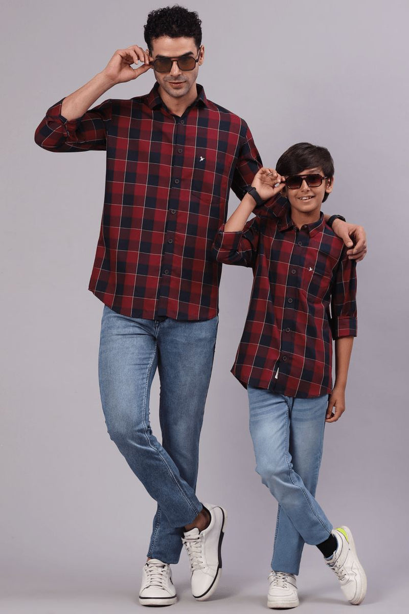 FATHER & SON - Classic Red & Navy Checks