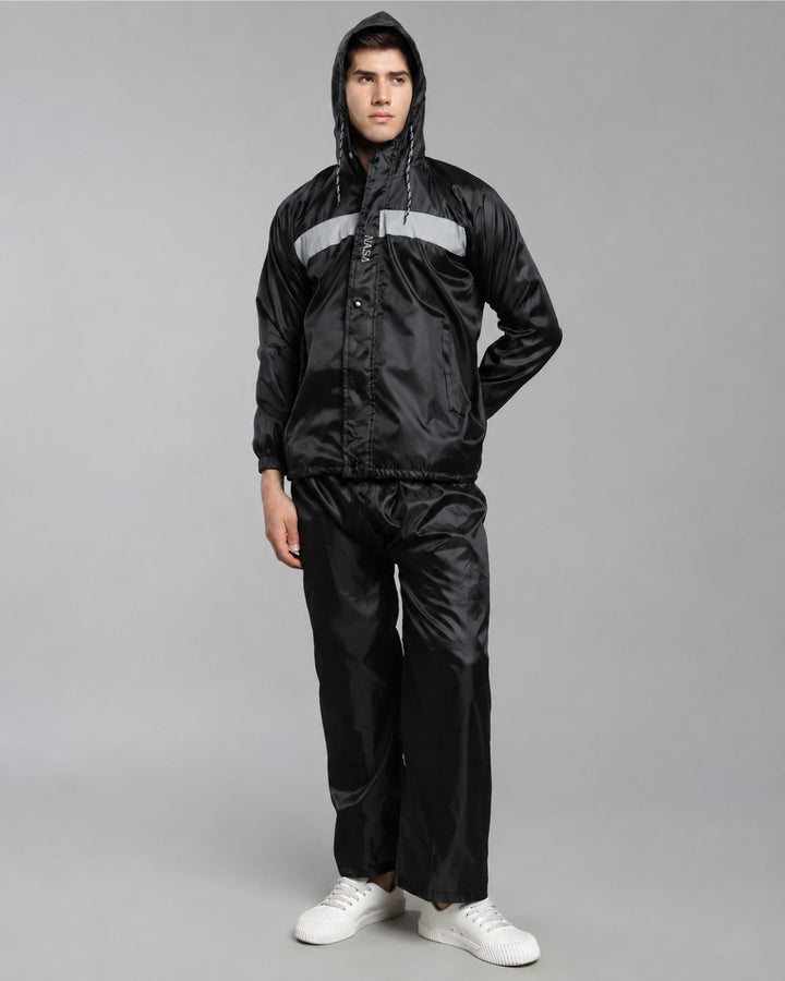 NASA Black with Grey - Rain Jacket with Pant