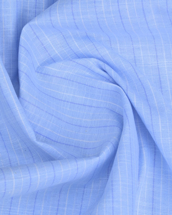 Blue Multi Line Stripes -Full-Bamboo Linen