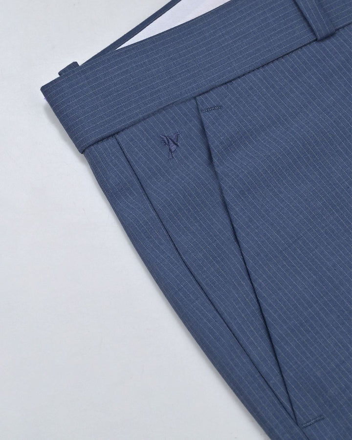 Steel Blue Mini Stripes - Wrinkle free Formal Pant