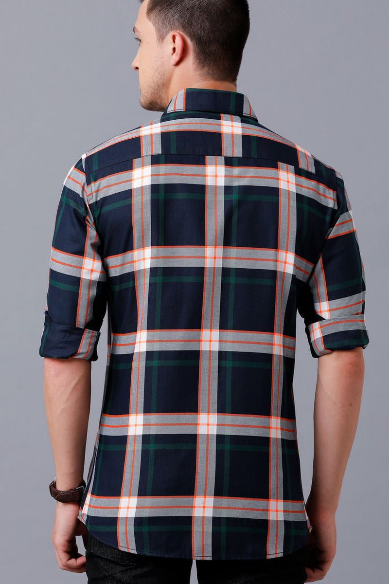 Navy Flannel Checks - Full-Stain Proof