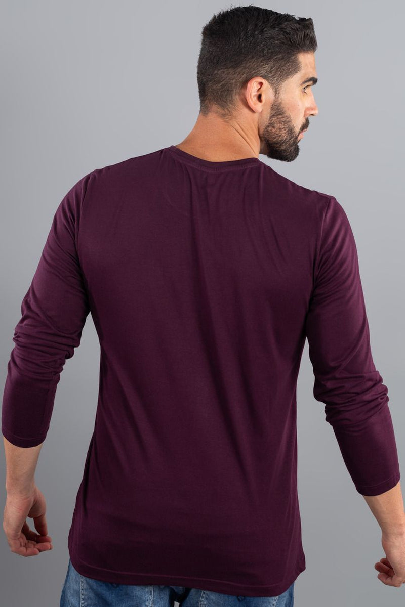 Dark Purple Cross Panel - Full Sleeve TShirt - Stain Proof
