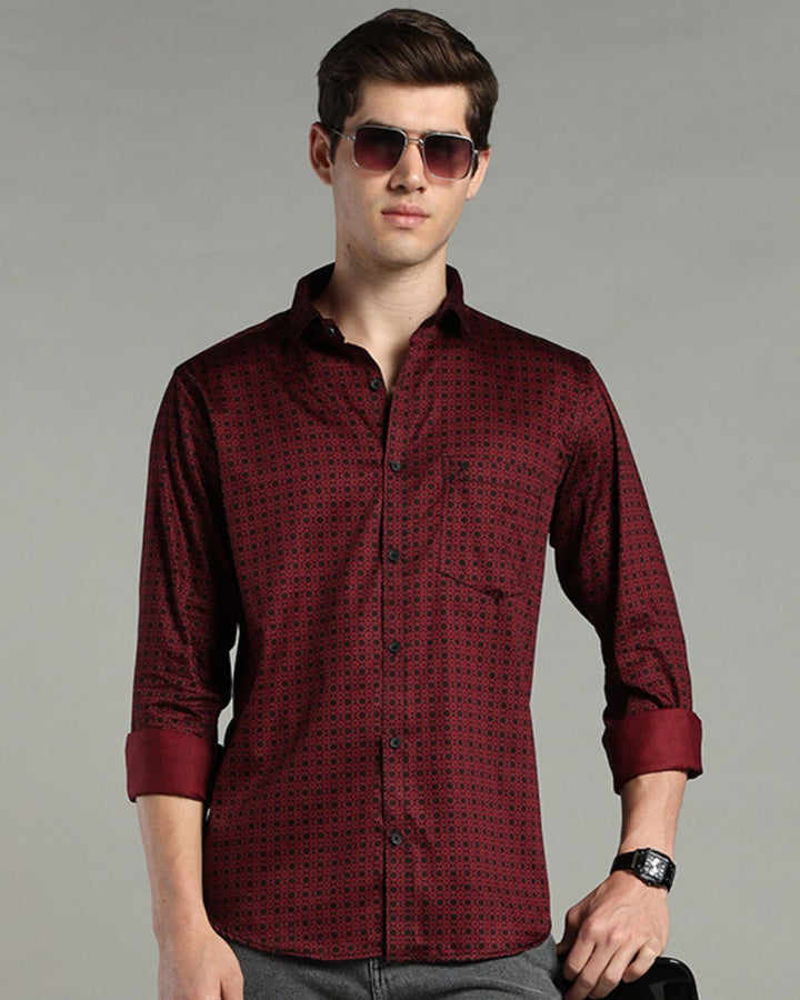 Maroon Mosaic Print -Full-Stain Proof