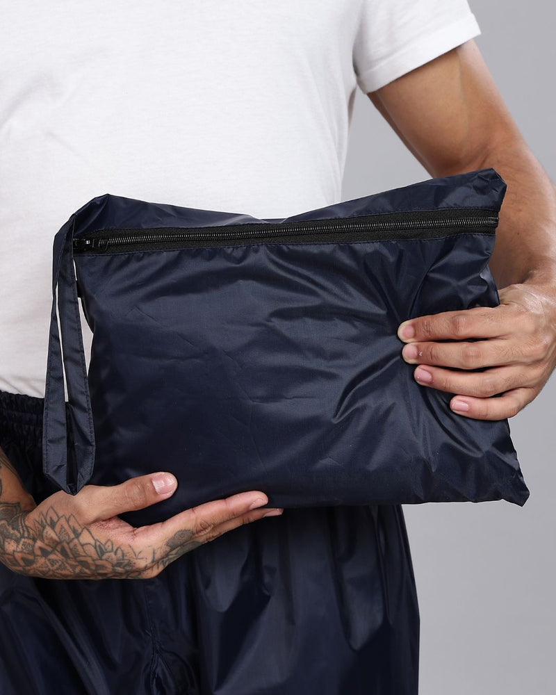 Navy Blue with Violet - Rain Jacket with Pant and Mobile Pouch