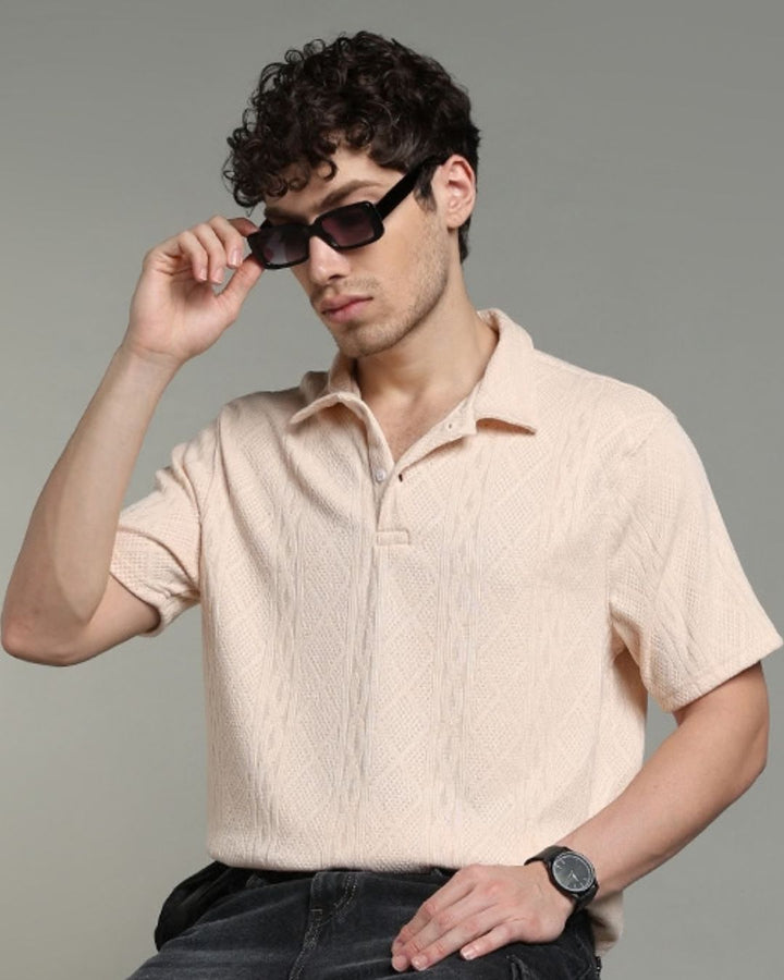 Cream Infinity Textured - Polo Tshirt