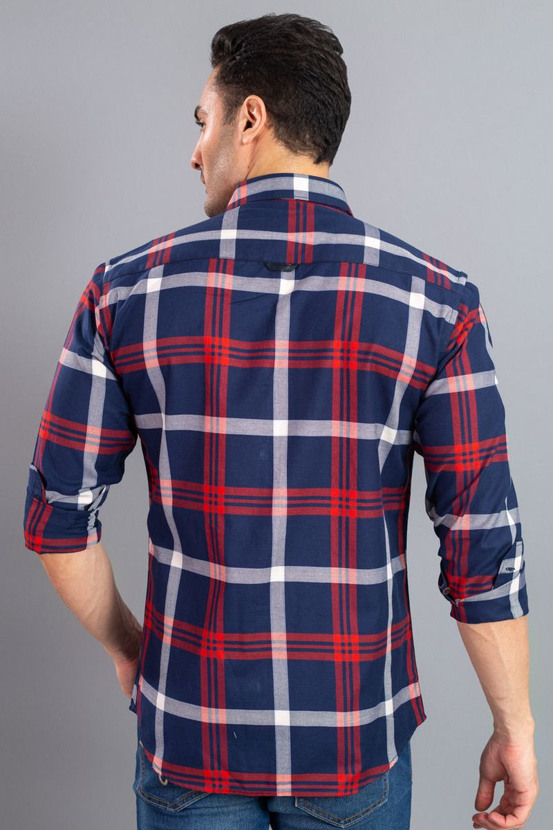 Navy Box Checks - Full-Stain Proof