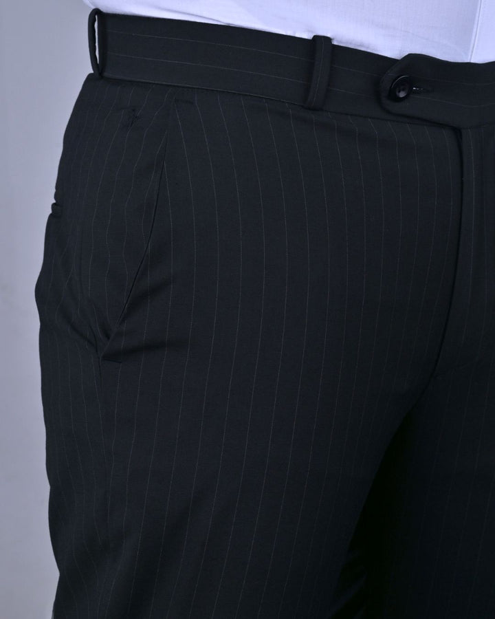 Black Vertical Stripes - Wrinkle free Formal Pant