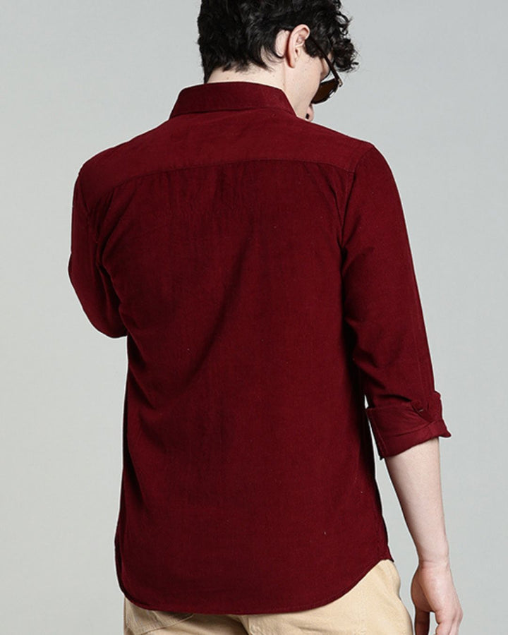 Maroon - Full-Corduroy Shirt