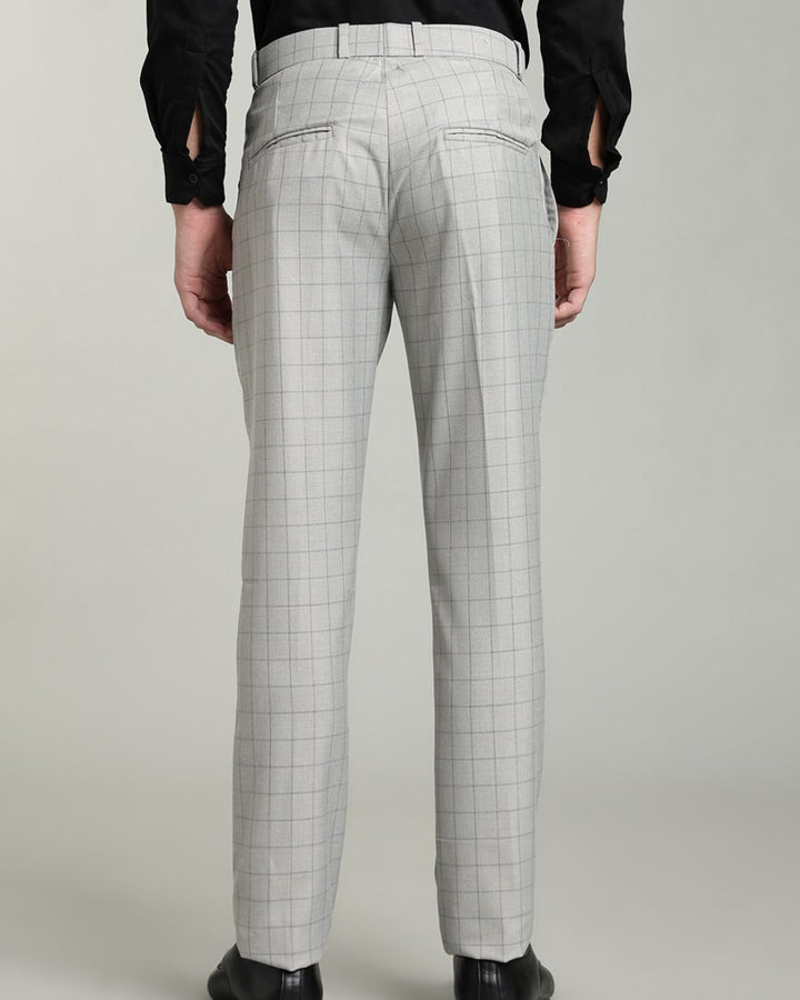 Silver Grey Box Checks - Wrinkle free Formal Pant