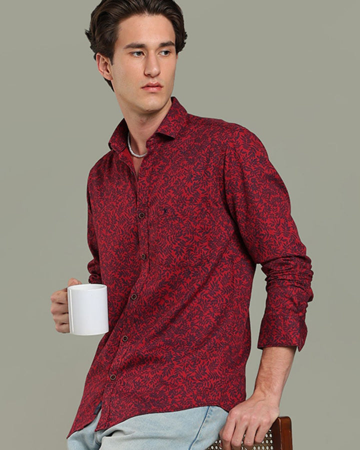Reddish Leaf Print -Full-Stain Proof