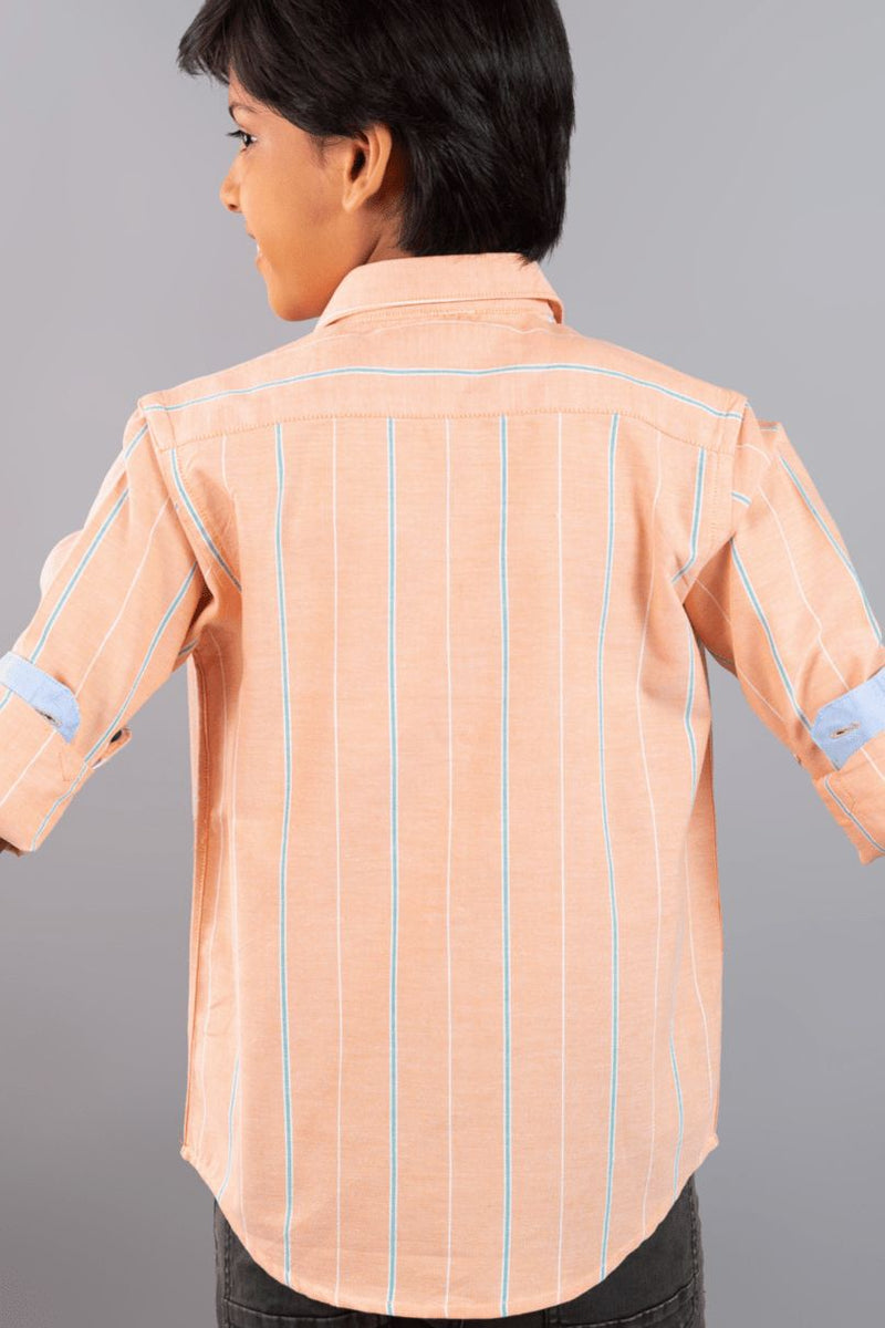 KIDS - Peach Orange Stripes-Stain Proof Shirt