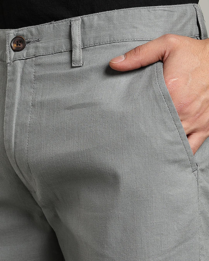 Greenish Grey - 2 way stretch - COTTON LINEN PANT