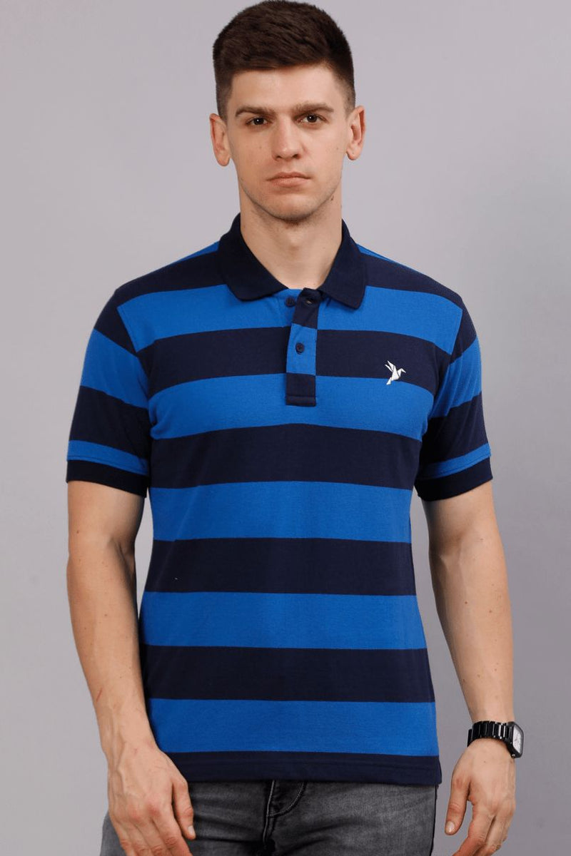 Blue & Black Stripes TShirt - Stain Proof