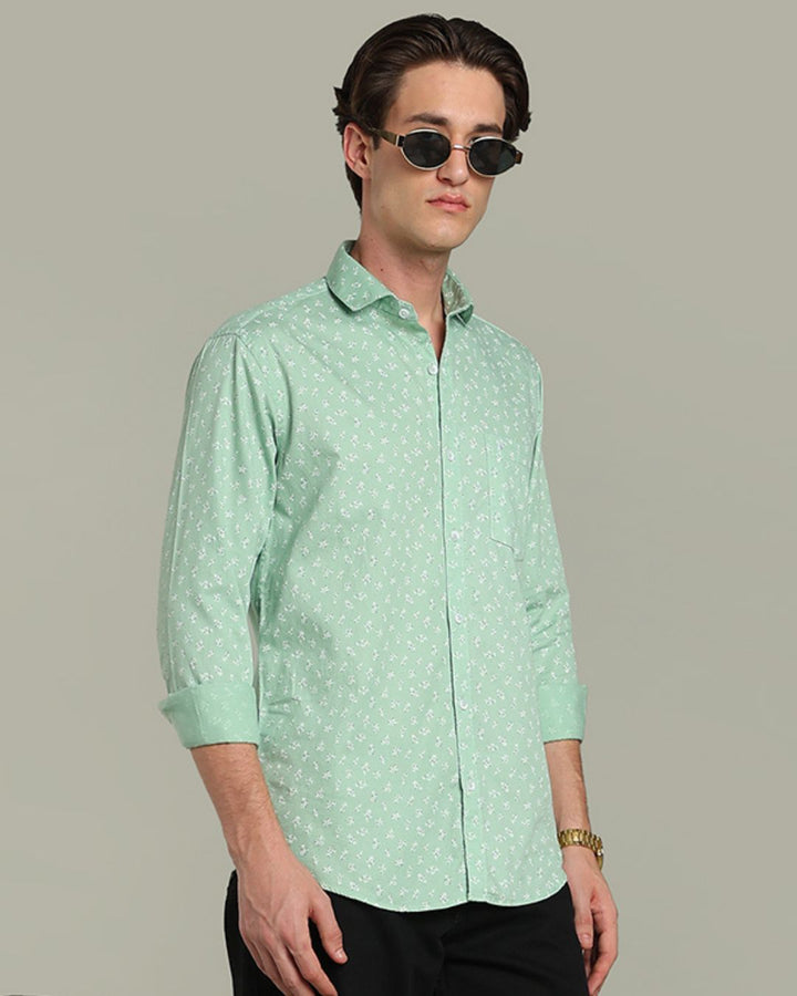 Mint Green Flower Print - Full-Stain Proof