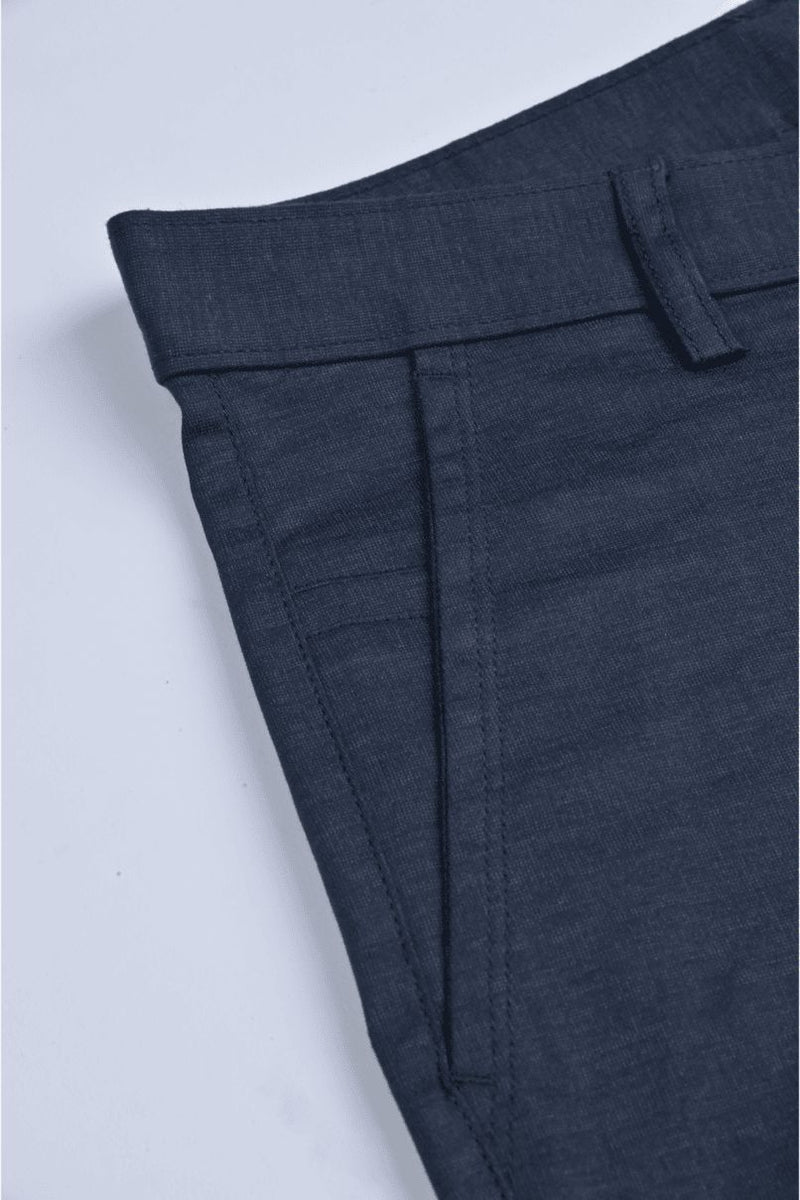 Navy Grain Printed - 2 way stretch - COTTON PANT